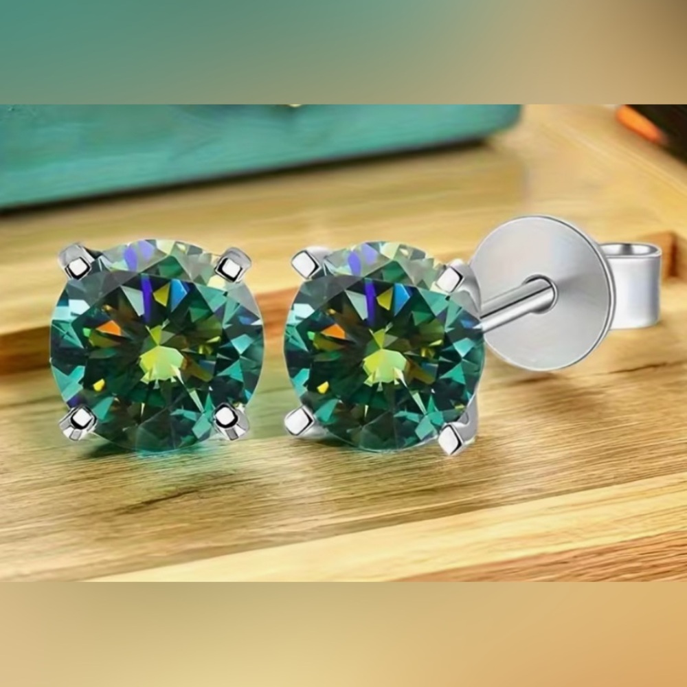Elegant Green Moissanite Stud Earrings
